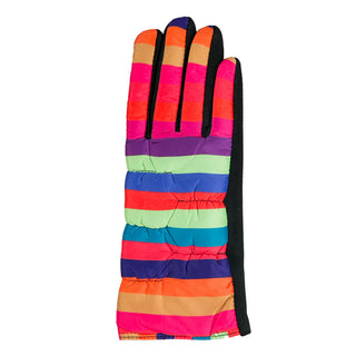 Hot pink glove with multicolor stripes