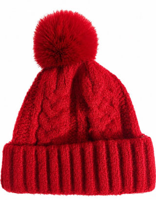 Red Gigi cable knit hat