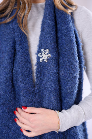 Large silver snowflake magnetic brooch