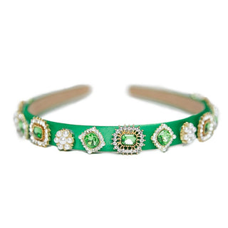 Beaded slim headband in Green