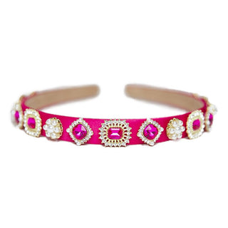 Beaded slim headband in Hot Pink