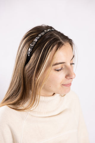 Black headband with rhinestones