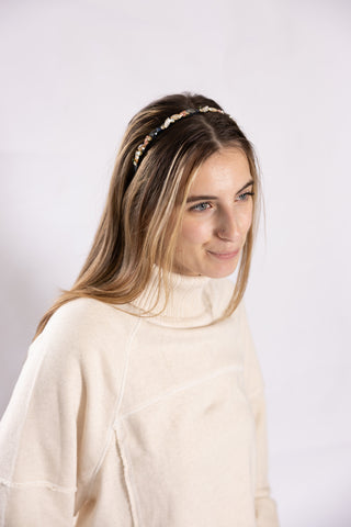 headband with multicoloered rhinestones