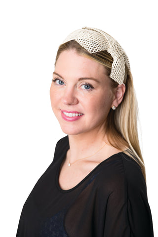 Cream big bow headband