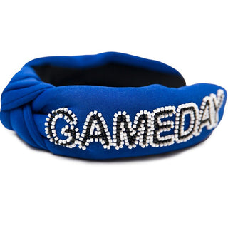 Beaded game day headband in Royal Blue