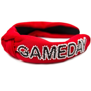 Beaded game day headband in Red