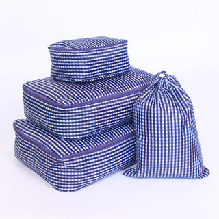 Set of checkered navy blue packing cubes