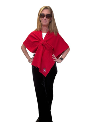 woman wearing a red wrap