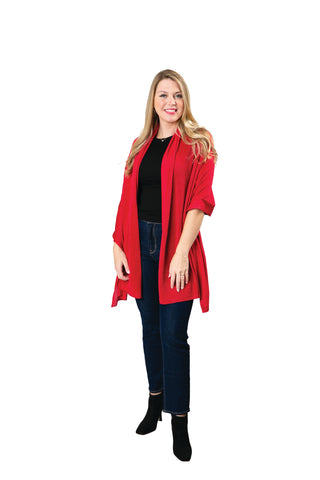 Metallic Tomato Red Bamboo Metallic One Size Shawl