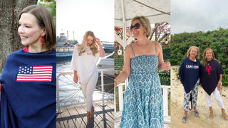 A collage of women wearing ponchos and dresses