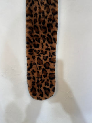 Mina Faux Fur Keyhole Scarf in classic brown leopard print faux fur