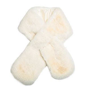 White  faux fur keyhole scarf 