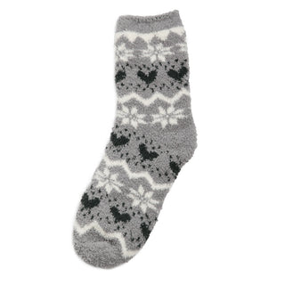 Gray heart and snowflake socks