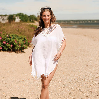 women wearing a white coverup