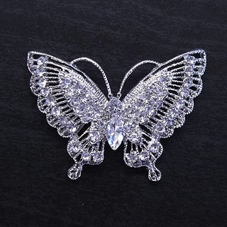 Silver butterfly brooch with rhinestones