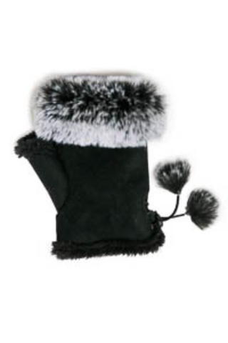 black tasha fingerless gloves with faux fur