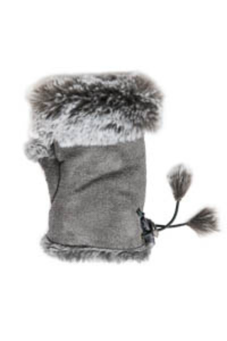 gray tasha fingerless gloves with faux fur
