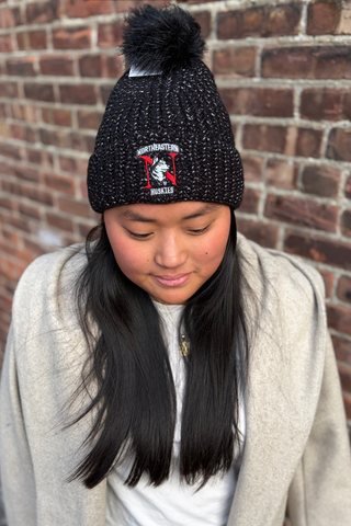 black Taylor Hat with Northeastern University Huskies Logo embroidered on hat