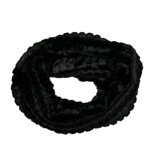 Black Chinchilla Faux Fur Loop Infinity Scarf