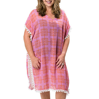 Pink and Orange Greek Key One Size Cover-Up