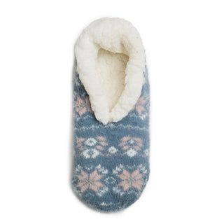Light blue and pink snowflake patterned Lounge Slippers