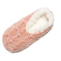 pink chenille slipper with sherpa lining