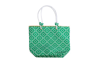 Green and White OctagonTote Bag with inner zip pocket 