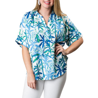 Green and Blue Palm Trees  wrinkle resistant shirt