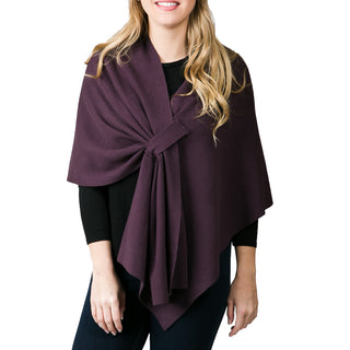 plum knit wrap shawl with keyhole closure