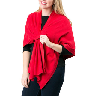 Tomato red  faux suede trim keyhole one size wrap