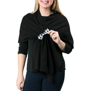 black kaden knit keyhole wrap with black and white checkered bow