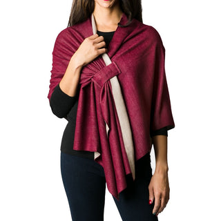 Merlot with tan soft knit wrap with keyhole loop