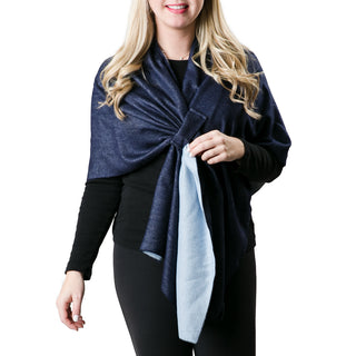 Navy with ice blue soft knit wrap with keyhole loop