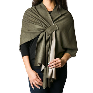 Olive with tan soft knit wrap with keyhole loop