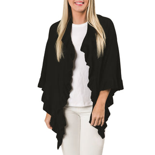 Black 100% cotton one size wrap with ruffle detailing