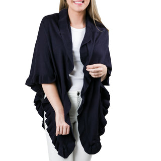 Navy  Blue 100% cotton one size wrap with ruffle detailing