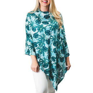 Green and Blue Palm Printed one size poncho