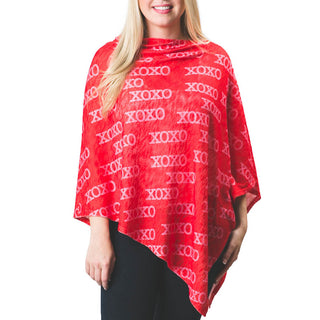 Pink XO's on Red background Printed one size poncho