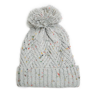 Gray and Multi Color Speckled Pom Pom Hat