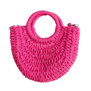 Hot Pink rattan crossbody bag