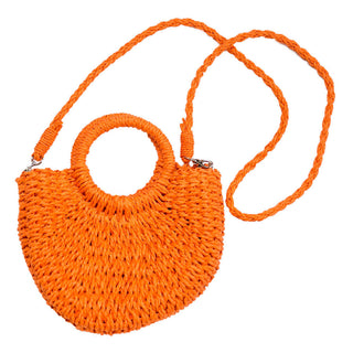Orange rattan crossbody bag