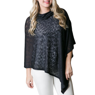 Black Solid one size poncho shawl