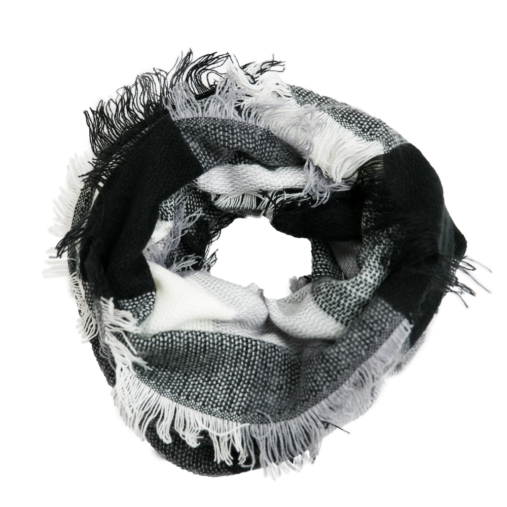 Black and white discount plaid infinity scarf