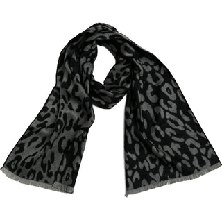 dark gray and gray leopard scarf