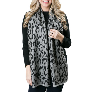 dark gray and gray leopard scarf model