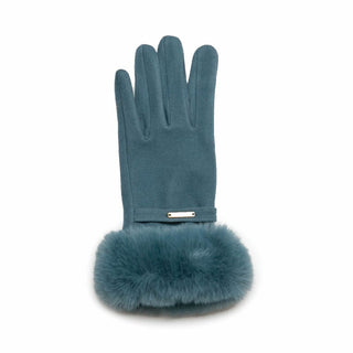 Blue Faux Fur Cuff Driving Glove