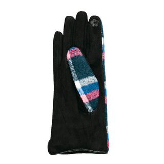 Devin plaid texting glove in navy, royal and pink plaid palm