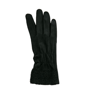 Black Nicole Glove in faux suede with faux fleece cuff detail