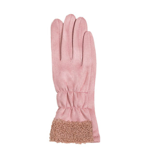 ligh pink Nicole Glove in faux suede with faux fleece cuff detail