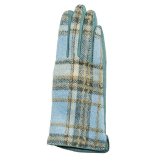 Dawn ice blue plaid texting gloves for women